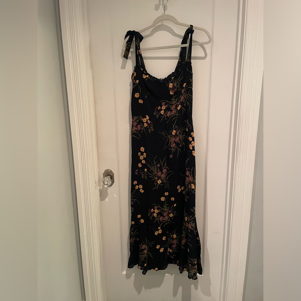 Blue fitted Reformation midi dress